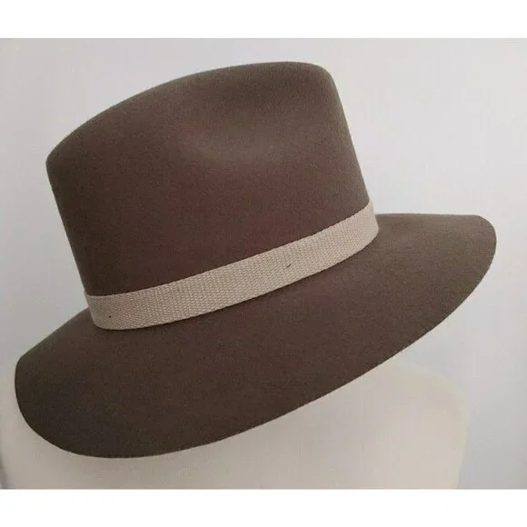 Men's Outback Trading Bentley Wool Fedora Hat Moss Color Leather Band 6/34" S